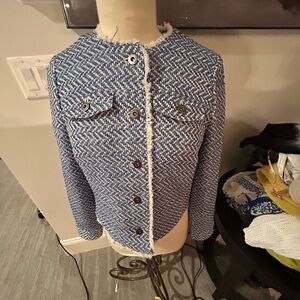 Banana Republic Blue and White Tweed Jacket
Size Medium 
Never Worn